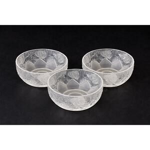 Vintage Covetro Italy Frosted Textured Clear Glass Dessert Fruit Bowls Set of 3